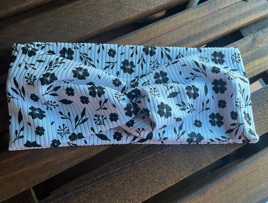 Black/White floral headband