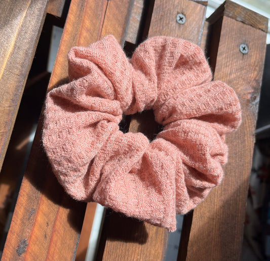 Pink Waffle Knit Scunchie